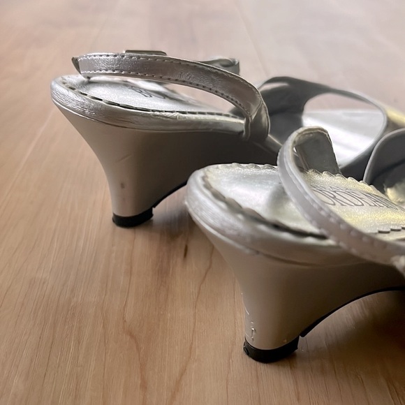 Michael & Bordeaux Silver Cubic Zirconia Slingback Wedge Heel - Picture 5 of 8